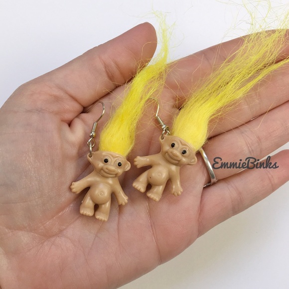 Dolls Kill Jewelry - ✨3/$38 New Retro 90s Trolls Troll Doll Drop Dangle Earrings ~ Nostalgia Toy 80’s